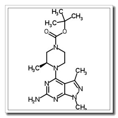 2-Methyl-2-propanyl (3S)-4-(6-amino-1,3-dimethyl-1H-pyrazolo[3,4-d]pyrimidin-4-yl)-3-methyl-1-piperazinecarboxylate CAS 1616415-40-7