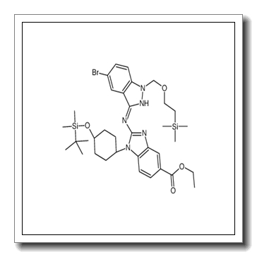 Ethyl 2-[(5-bromo-1-{[2-(trimethylsilyl)ethoxy]methyl}-1H-indazol -3-yl)amino]-1-(trans-4-{[dimethyl(2-methyl-2-propanyl)silyl]oxy} cyclohexyl)-1H-benzimidazole-5-carboxylate CAS 1012104-44-7