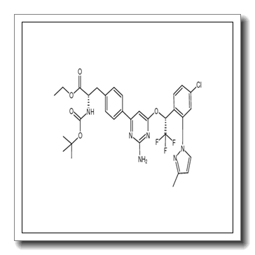 (S)-ethyl 3-(4-(2-amino-6-((R)-1-(4-chloro-2-(3-methyl-1H-pyrazol-1-yl)phenyl)-2,2,2-trifluoroethoxy)pyrimidin-4-yl)phenyl)-2-(tert-butoxycarbonylamino)propanoate CAS 1125828-44-5