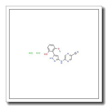 2-Pyrazinecarbonitrile, 5-[[5-(2-hydroxy-6-methoxyphenyl)-1H-pyrazol-3-yl]amino]-, dihydrochloride CAS 1234015-70-3