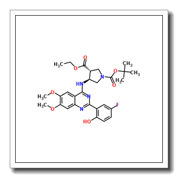 3-Ethyl 1-(2-methyl-2-propanyl) (3R,4S)-4-{[2-(5-fluoro-2-hydroxyphenyl)-6,7-dimethoxy-4-quinazolinyl]amino}-1,3-pyrrolidinedicarboxylate CAS 1262849-80-8
