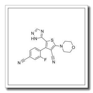 4-(4-氰基-2-氟苯基)-2-吗啉-5-(1H-1,2,4-三唑-5-基)噻吩-3-腈
