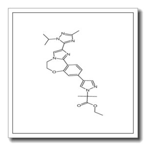 ethyl 2-(4-(2-(1-isopropyl-3-methyl-1H-1,2,4-triazol-5-yl)-5,6-dihydrobenzo[f]imidazo[1,2-d][1,4]oxazepin-9-yl)-1H-pyrazol-1-yl)-2-methylpropanoate