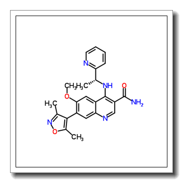 7-(3,5-Dimethyl-1,2-oxazol-4-yl)-6-methoxy-4-{[(1R)-1-(2-pyridinyl)ethyl]amino}-3-quinolinecarboxamide CAS 1300737-69-2