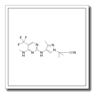 1H-​Pyrazole-​1-​acetonitrile, α,​α,​3-​trimethyl-​4-​[[4-​(methylamino)​-​5-​(trifluoromethyl)​-​2-​pyrimidinyl]​amino]​- CAS 1374828-69-9