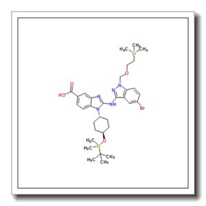 2-[(5-Bromo-1-{[2-(trimethylsilyl)ethoxy]methyl}-1H-indazol-3-yl)amino]-1-(trans-4-{[dimethyl(2-methyl-2-propanyl)silyl]oxy}cyclohexyl)-1H-benzimidazole-5-carboxylic acid