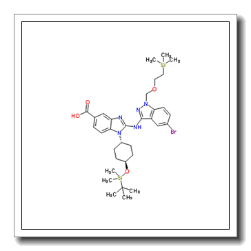 2-[(5-Bromo-1-{[2-(trimethylsilyl)ethoxy]methyl}-1H-indazol-3-yl)amino]-1-(trans-4-{[dimethyl(2-methyl-2-propanyl)silyl]oxy}cyclohexyl)-1H-benzimidazole-5-carboxylic acid CAS 1415565-14-8