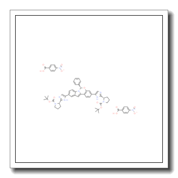 1-Pyrrolidinecarboxylic acid, 2,2'-[[(6S)-6-phenyl-6H-indolo[1,2-c][1,3]benzoxazine-3,10-diyl]di-1H-imidazole-5,2-diyl]bis-, 1,1'-bis(1,1-dimethylethyl) ester, (2S,2'S)-, 4-nitrobenzoate CAS 1585969-26-1