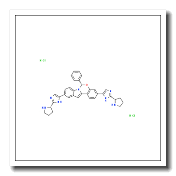 (S)-6-phenyl-3,10-bis(2-((S)-pyrrolidin-2-yl)-1H-imidazol-5-yl)-6H-benzo[5,6][1,3]oxazino[3,4-a]indole dihydrochloride CAS 1585969-27-2