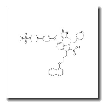 7-[5-[[4-[4-[(Dimethylamino)sulfonyl]-1-piperazinyl]phenoxy]methyl]-1,3-dimethyl-1H-pyrazol-4-yl]-1-[2-(4-morpholinyl)ethyl]-3-[3-(1-naphthalenyloxy)propyl]-1H-indole-2-carboxylic acid CAS 1668553-26-1