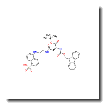 5-{[2-({(3S)-3-{[(9H-Fluoren-9-ylmethoxy)carbonyl]amino}-4-[(2-methyl-2-propanyl)oxy]-4-oxobutanoyl}amino)ethyl]amino}-1-naphthalenesulfonic acid (non-preferred name) CAS 182253-74-3