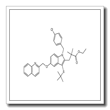 3-[3-tert-Butylsulfanyl-1-(4-chloro-benzyl)-5-(quinolin-2-ylmethoxy)-1H-indol-2-yl]-2,2-dimethyl-propionic acid ethyl ester CAS 189239-02-9