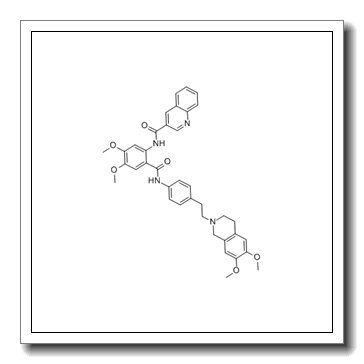 N-[2-[[4-[2-(6,7-dimethoxy-3,4-dihydro-1H-isoquinolin-2-yl)ethyl]phenyl]carbamoyl]-4,5-dimethoxyphenyl]quinoline-3-carboxamide CAS 206873-63-4