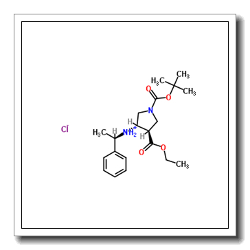 (3S,4R)-4-(Ethoxycarbonyl)-1-{[(2-methyl-2-propanyl)oxy]carbonyl}-N-[(1R)-1-phenylethyl]-3-pyrrolidinaminium chloride CAS 267230-41-1
