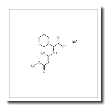 (R)-(+)-α-[(3-Methoxy-1-methyl-3-oxo-1-propenyl)amino]-1,4-cyclohexadiene-1-acetic acid sodium salt CAS 26774-89-0