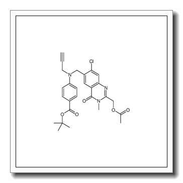 2-Methyl-2-propanyl 4-[{[2-(acetoxymethyl)-7-chloro-3-methyl-4-ox o-3,4-dihydro-6-quinazolinyl]methyl}(2-propyn-1-yl)amino]benzoate CAS 289686-87-9