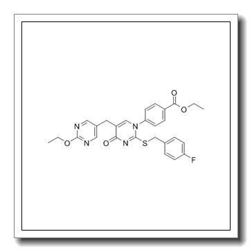 ethyl 4-[5-[(2-ethoxypyrimidin-5-yl)methyl]-2-[(4-fluorophenyl)methylsulfanyl]-4-oxopyrimidin-1-yl]benzoate CAS 306974-70-9