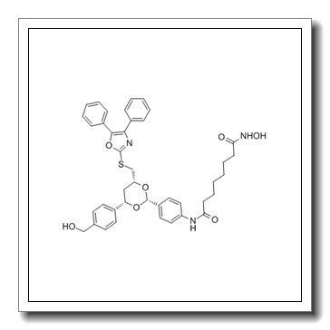 Octanediamide, N1-​[4-​[(2R,​4R,​6S)​-​4-​[[(4,​5-​diphenyl-​2-​oxazolyl)​thio]​methyl]​-​6-​[4-​(hydroxymethyl)​phenyl]​-​1,​3-​dioxan-​2-​yl]​phenyl]​-​N8-​hydroxy-​, rel CAS 537049-40-4