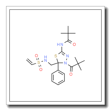 Propanamide, N-[4-(2,2-dimethyl-1-oxopropyl)-5-[[(ethenylsulfonyl)amino]methyl]-4,5-dihydro-5-phenyl-1,3,4-thiadiazol-2-yl]-2,2-dimethyl- CAS 546111-92-6