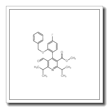 3-Pyridinecarboxylic acid, 4-[4-fluoro-2-(phenylmethoxy)phenyl]-5-formyl-2,6-bis(1-methylethyl)-, methyl ester CAS 618892-25-4