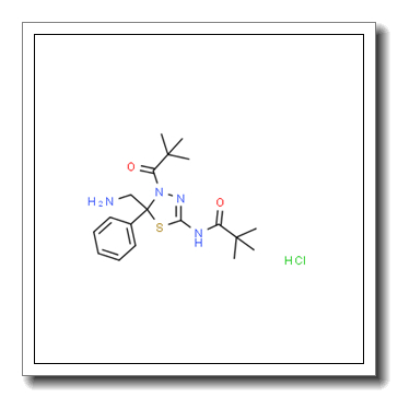 propanamide, N-[5-(aminomethyl)-4-(2,2-dimethyl-1-oxopropyl)-4,5-dihydro-5-phenyl-1,3,4-thiadiazol-2-yl]-2,2-dimethyl-, monohydrochloride CAS 781675-10-3