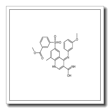 Methyl 3-({3-carbamoyl-4-[(3-methoxyphenyl)amino]-8-methyl-6-quin olinyl}sulfonyl)benzoate CAS 801311-24-0