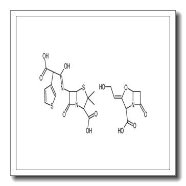 (2S,5R,6R)-6-[[(2R)-2-carboxy-2-thiophen-3-ylacetyl]amino]-3,3-dimethyl-7-oxo-4-thia-1-azabicyclo[3.2.0]heptane-2-carboxylic acid,(2R,3Z,5R)-3-(2-hydroxyethylidene)-7-oxo-4-oxa-1-azabicyclo[3.2.0]heptane-2-carboxylic acid CAS 86482-18-0