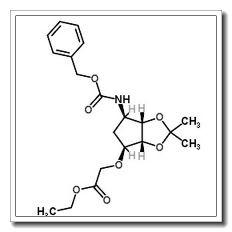 Acetic acid, 2-[[(3aR,4S,6R,6aS)-tetrahydro-2,2-dimethyl-6-[[(phenylmethoxy)carbonyl]amino]-4H-cyclopenta-1,3-dioxol-4-yl]oxy]-, ethyl ester CAS 866551-95-3 