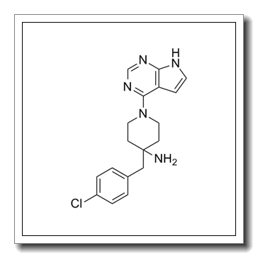 4-[(4-chlorophenyl)methyl]-1-(7H-pyrrolo[2,3-d]pyrimidin-4-yl)piperidin-4-amine CAS 885499-61-6