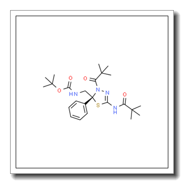 Carbamic acid, N-[[(2R)-3-(2,2-dimethyl-1-oxopropyl)-5-[(2,2-dimethyl-1-oxopropyl)amino]-2,3-dihydro-2-phenyl-1,3,4-thiadiazol-2-yl]methyl]-, 1,1-dimethylethyl ester CAS 910634-47-8