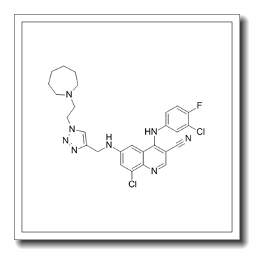 6-[[1-[2-(azepan-1-yl)ethyl]triazol-4-yl]methylamino]-8-chloro-4-(3-chloro-4-fluoroanilino)quinoline-3-carbonitrile CAS 915365-57-0