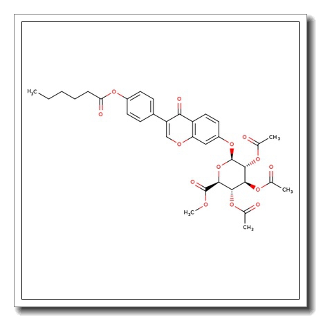 Methyl (4'-O-hexanoyldaidzein-7-yl-b-D-2'',3'',4''-tri-O-acetylglucopyranosid)urinate CAS 918158-55-1