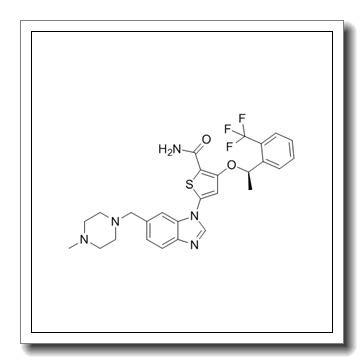 5-[6-[(4-methylpiperazin-1-yl)methyl]benzimidazol-1-yl]-3-[(1R)-1-[2-(trifluoromethyl)phenyl]ethoxy]thiophene-2-carboxamide CAS 929095-18-1
