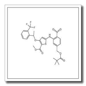 Methyl 5-[(5-{[(2,2-dimethylpropanoyl)oxy]methyl}-2-nitrophenyl)a mino]-3-{(1R)-1-[2-(trifluoromethyl)phenyl]ethoxy}-2-thiophenecar boxylate