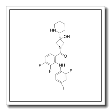 [3,4-difluoro-2-(2-fluoro-4-iodoanilino)phenyl]-[3-hydroxy-3-[(2R)-piperidin-2-yl]azetidin-1-yl]methanone CAS 934660-94-3