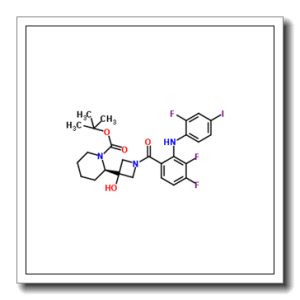 2-Methyl-2-propanyl (2R)-2-(1-{3,4-difluoro-2-[(2-fluoro-4-iodophenyl)amino]benzoyl}-3-hydroxy-3-azetidinyl)-1-piperidinecarboxylate