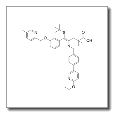 3-[3-tert-butylsulfanyl-1-[[4-(6-ethoxypyridin-3-yl)phenyl]methyl]-5-[(5-methylpyridin-2-yl)methoxy]indol-2-yl]-2,2-dimethylpropanoic acid CAS 936350-00-4