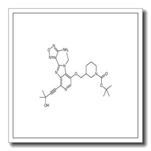 2-Methyl-2-propanyl 3-({[2-(4-amino-1,2,5-oxadiazol-3-yl)-1-ethyl -4-(3-hydroxy-3-methyl-1-butyn-1-yl)-1H-imidazo[4,5-c]pyridin-7-y l]oxy}methyl)-1-piperidinecarboxylate