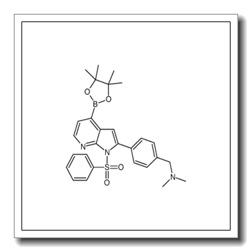 1-[4-[1-(benzenesulfonyl)-4-(4,4,5,5-tetramethyl-1,3,2-dioxaborolan-2-yl)pyrrolo[2,3-b]pyridin-2-yl]phenyl]-N,N-dimethylmethanamine CAS 942919-72-4