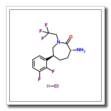 (3R,6S)-3-Amino-6-(2,3-difluorophenyl)-1-(2,2,2-trifluoroethyl)-2-azepanone hydrochloride (1:1) CAS 953077-37-7
