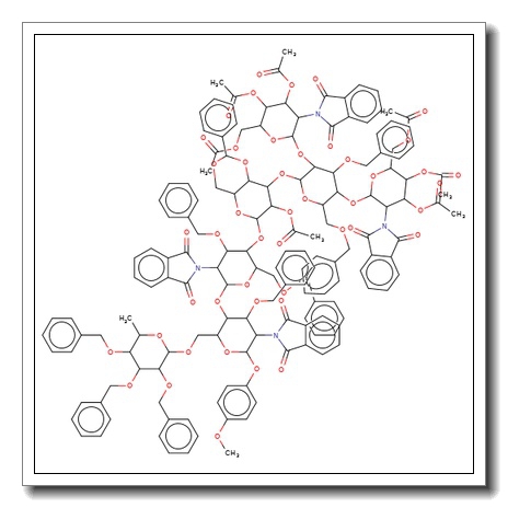 4-Methoxyphenyl 4-O-{4-O-[[2-O-Ac-3-O-[2,4-di-O-(3,4,6-tri-O-Ac-2-PhthN-β-D-Glc)-3,6-di-O-Bn-α-D-Man]-4,6-O-benzylidene-β-D-Man]]-3,  6-di-O-Bn-2-PhthN-β-D-Glc}-3-O-Bn-6-O-(tri-O-Bn-α-L-Fuc)-2-PhthN-β-D-Glc