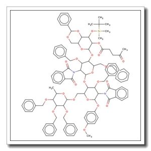 4-Methoxyphenyl 4-O-[4-O-(4,6-O-benzylidene-3-O-tert-butyldimethylsilyl- 2-O-levulinoyl-β-D-glucopyranosyl)-3,6-di-O-benzyl-2-deoxy-2 -phthalimid o-β-D-glucopyranosyl]-3-O-benzyl-6-O-(tri-O-benzyl-α-L-fucopyranosyl)-2- deoxy-2-phthalimido-β-D-glucopyranos
