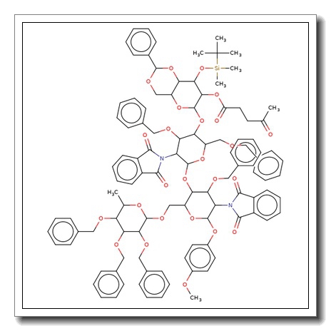 4-Methoxyphenyl 4-O-[4-O-(4,6-O-benzylidene-3-O-tert-butyldimethylsilyl- 2-O-levulinoyl-β-D-glucopyranosyl)-3,6-di-O-benzyl-2-deoxy-2 -phthalimid o-β-D-glucopyranosyl]-3-O-benzyl-6-O-(tri-O-benzyl-α-L-fucopyranosyl)-2- deoxy-2-phthalimido-β-D-glucopyranos